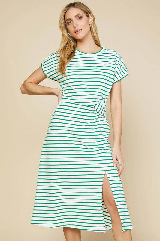 Twisted Detail Stripe Dress