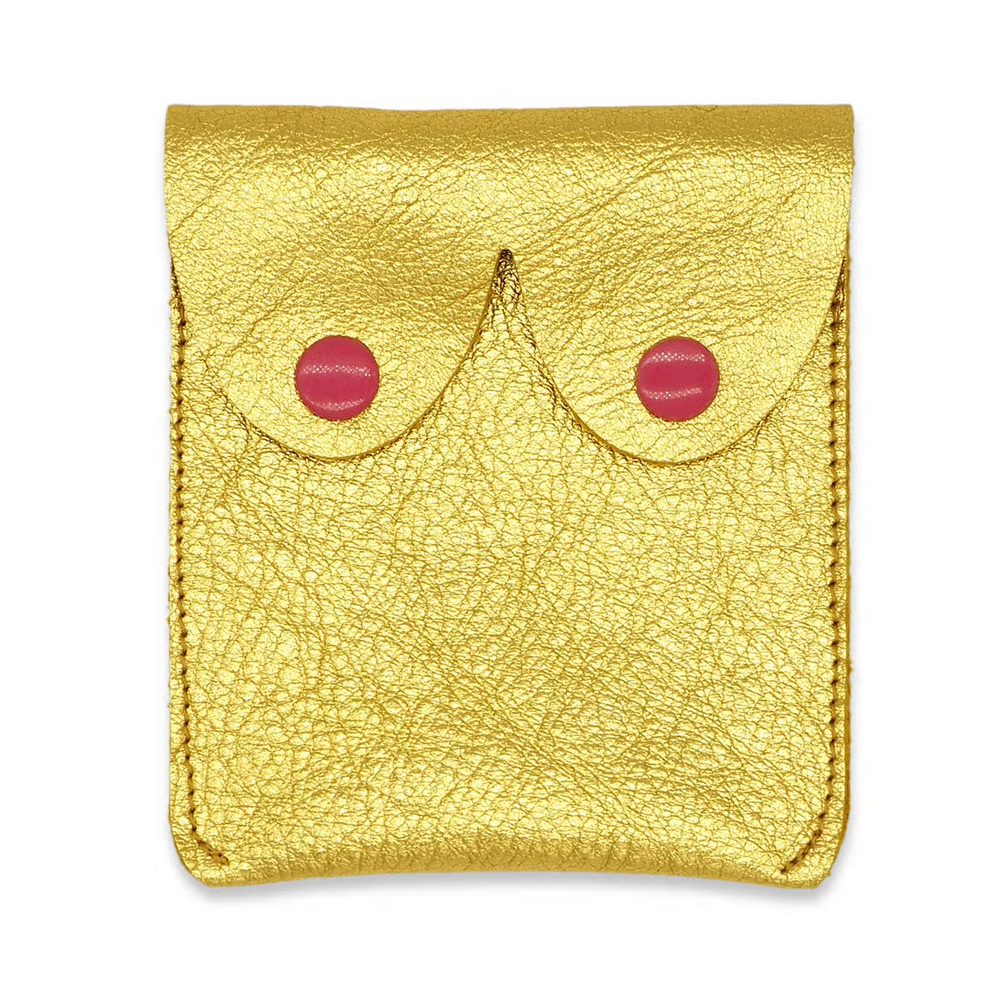 Gold  Boob Pouch with Strap: Leather Feminist Coin Purse