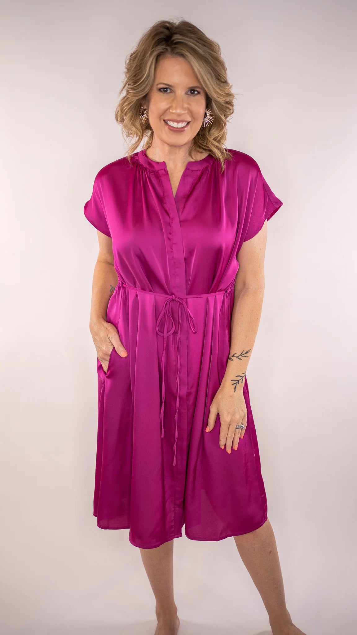 Bethany Pink Midi Dress