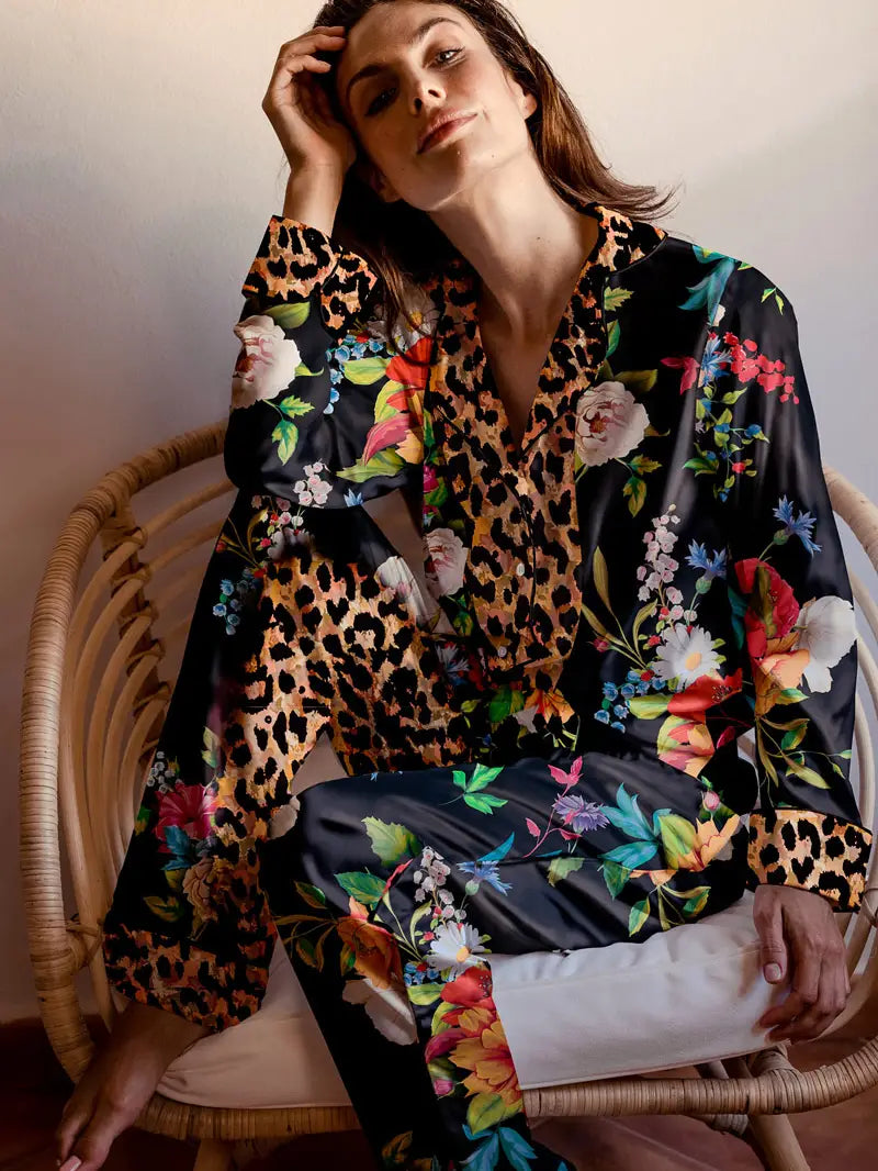Floral and Leopard Print Pajamas