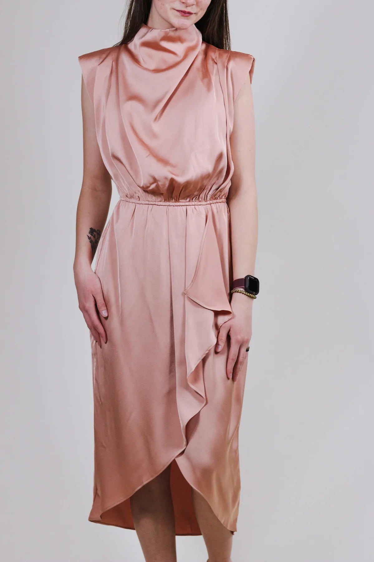 Committed For Life Dusty Pink Satin Dress