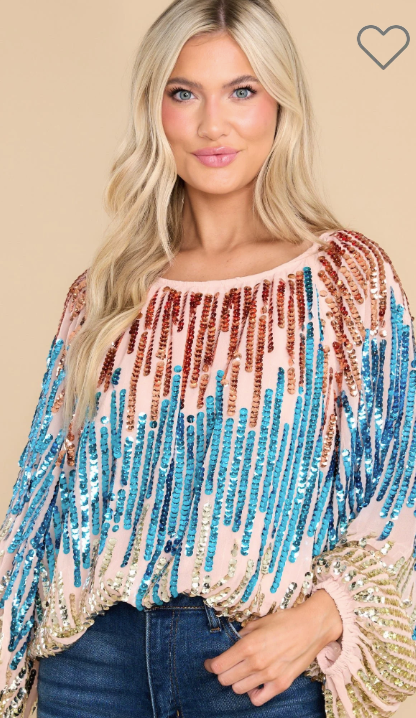 Feeling Sparks Gold Multi Sequin Top