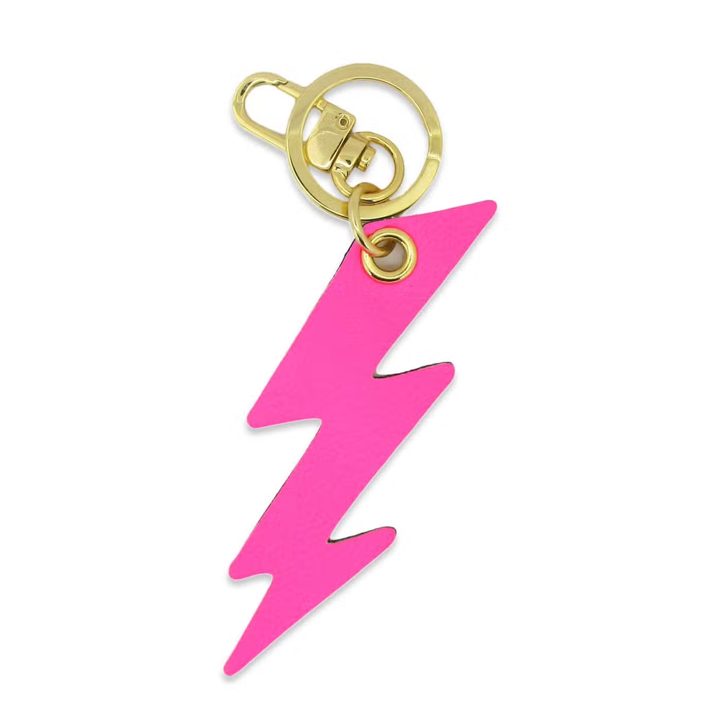 Neon Leather Lightning Bolt Key Ring